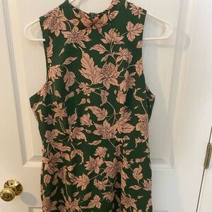 Lulus Green Floral Carriage Tour High Neck Mini Sleeveless Dress